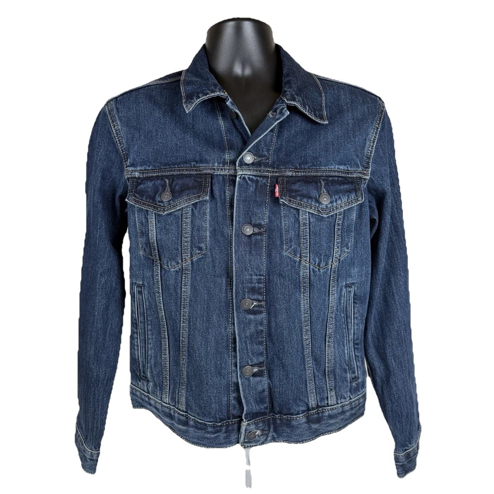 Levi's Jean Denim Jacket Trucker Men's Small Blue Dark Wash Cotton New $89.50